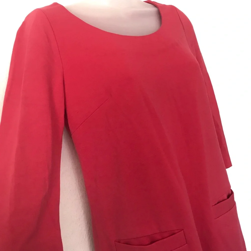 KATE SPADE Coral Pink Shift Mini Dress Size XS Short Sleeve Pockets